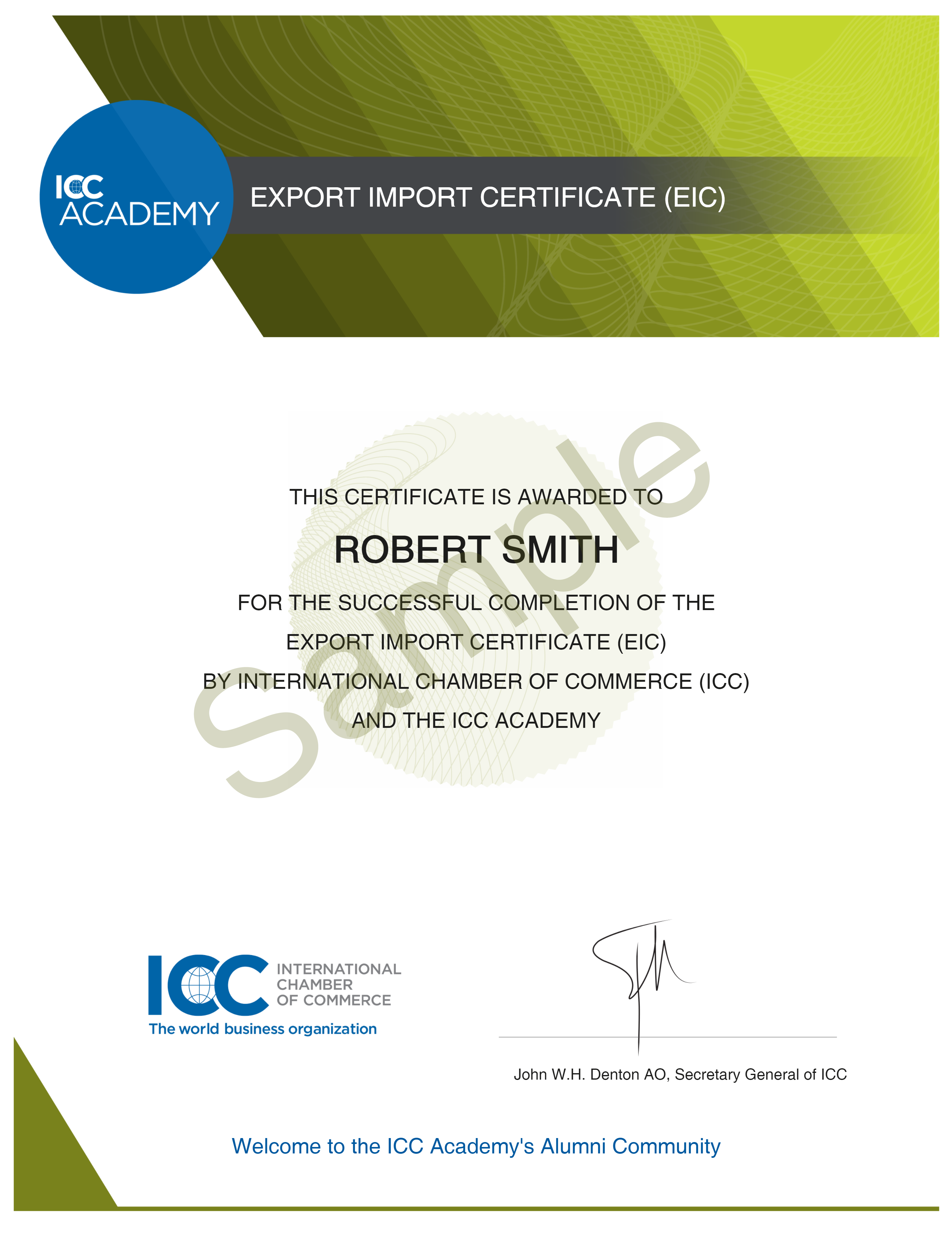 Export/Import Certificate (EIC) ICC Academy